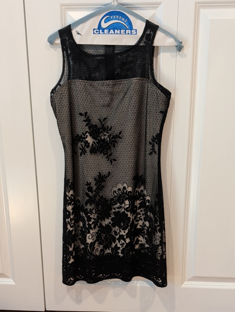 Vintage Black Lace Overlay Shift Dress